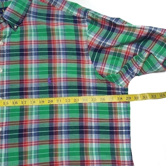 RALPH Lauren Green Plaid Casual Button Down Shirt - Picture 3 of 7